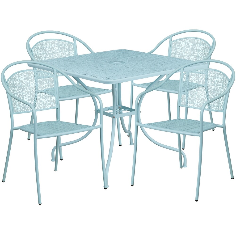 35.5 inch Square 5 piece Indoor/ Outdoor Steel Dining Set