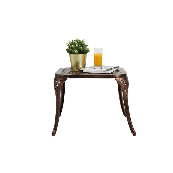 Garden Style Cast Aluminum Patio End Table， Sturdy Frame