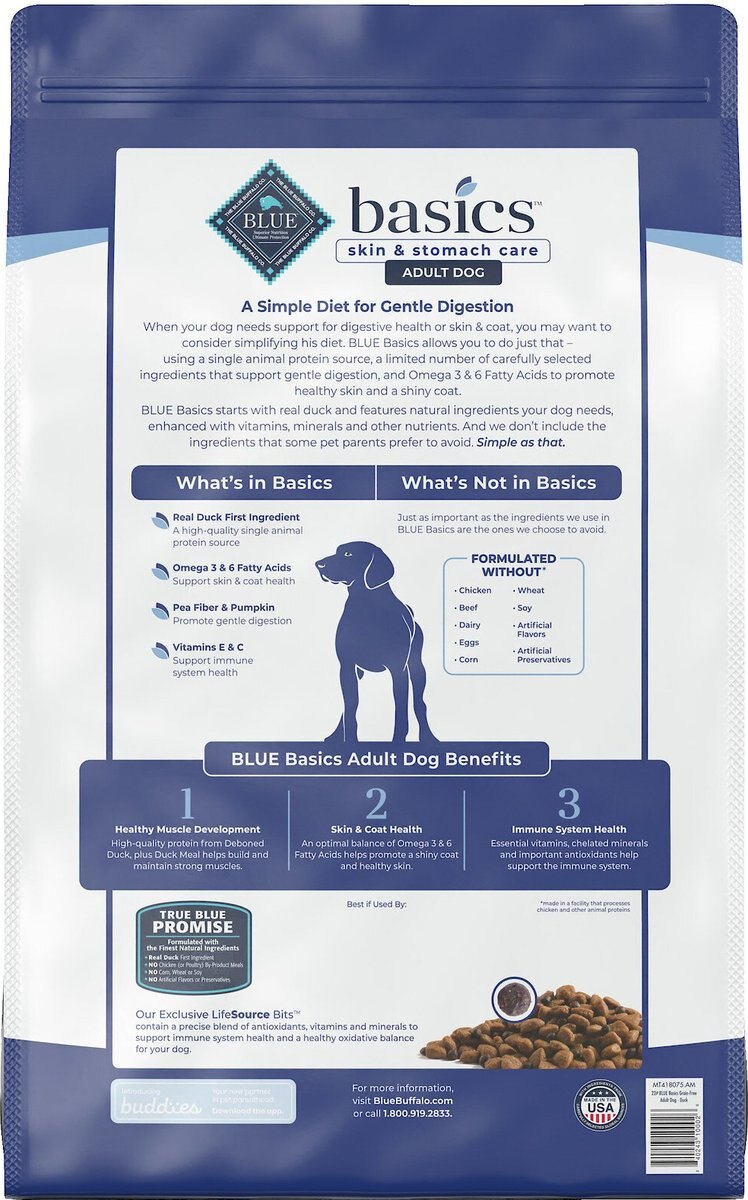 Blue Buffalo Basics Skin and Stomach Care Grain-Free Formula Duck and Potato Recipe Adult Dry Dog Food