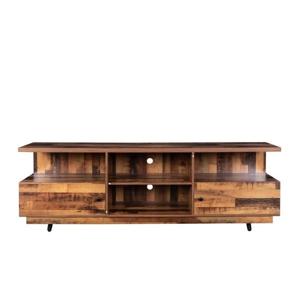 TV Stand Entertainment Center Console Table with 2 Doors and 4 Open Shelves - 83 inches in width