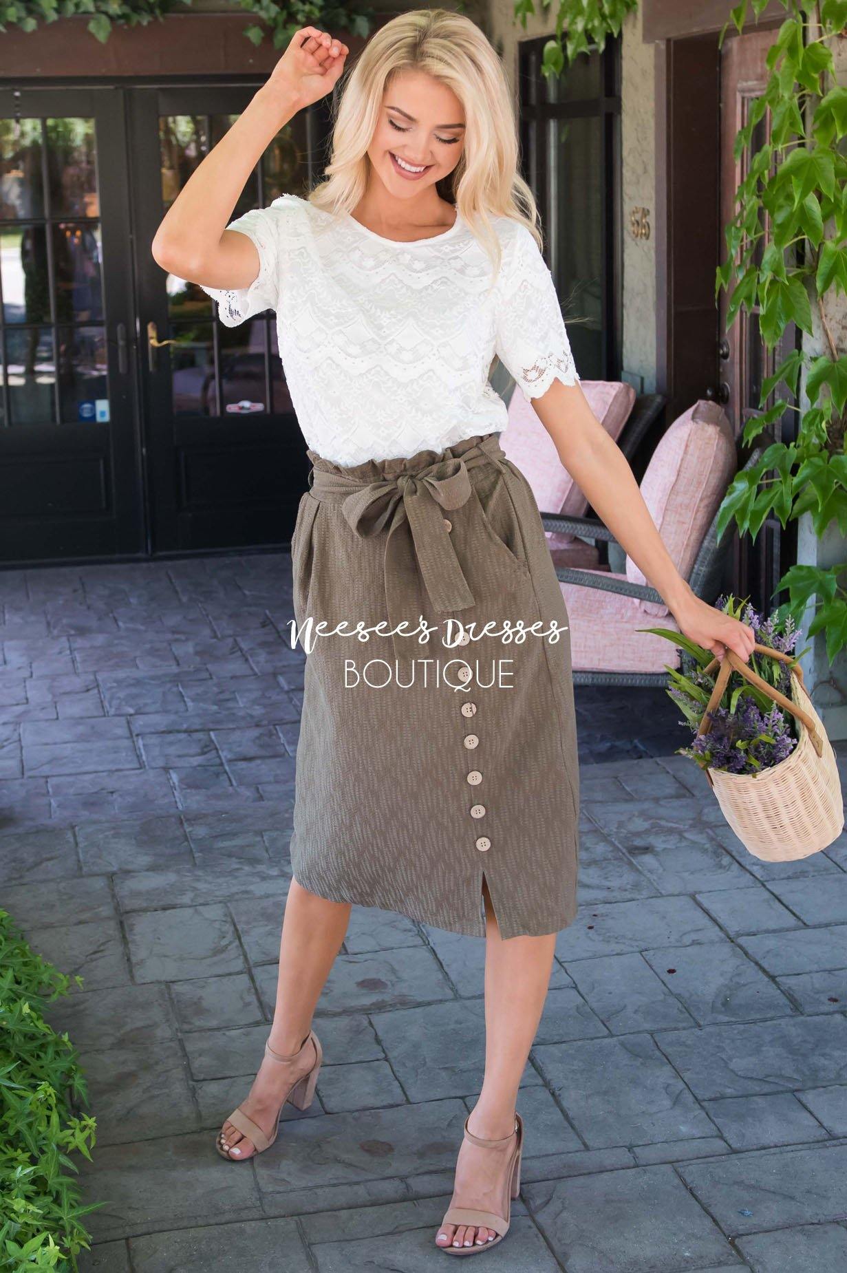 Lets Meet For Brunch Button Skirt