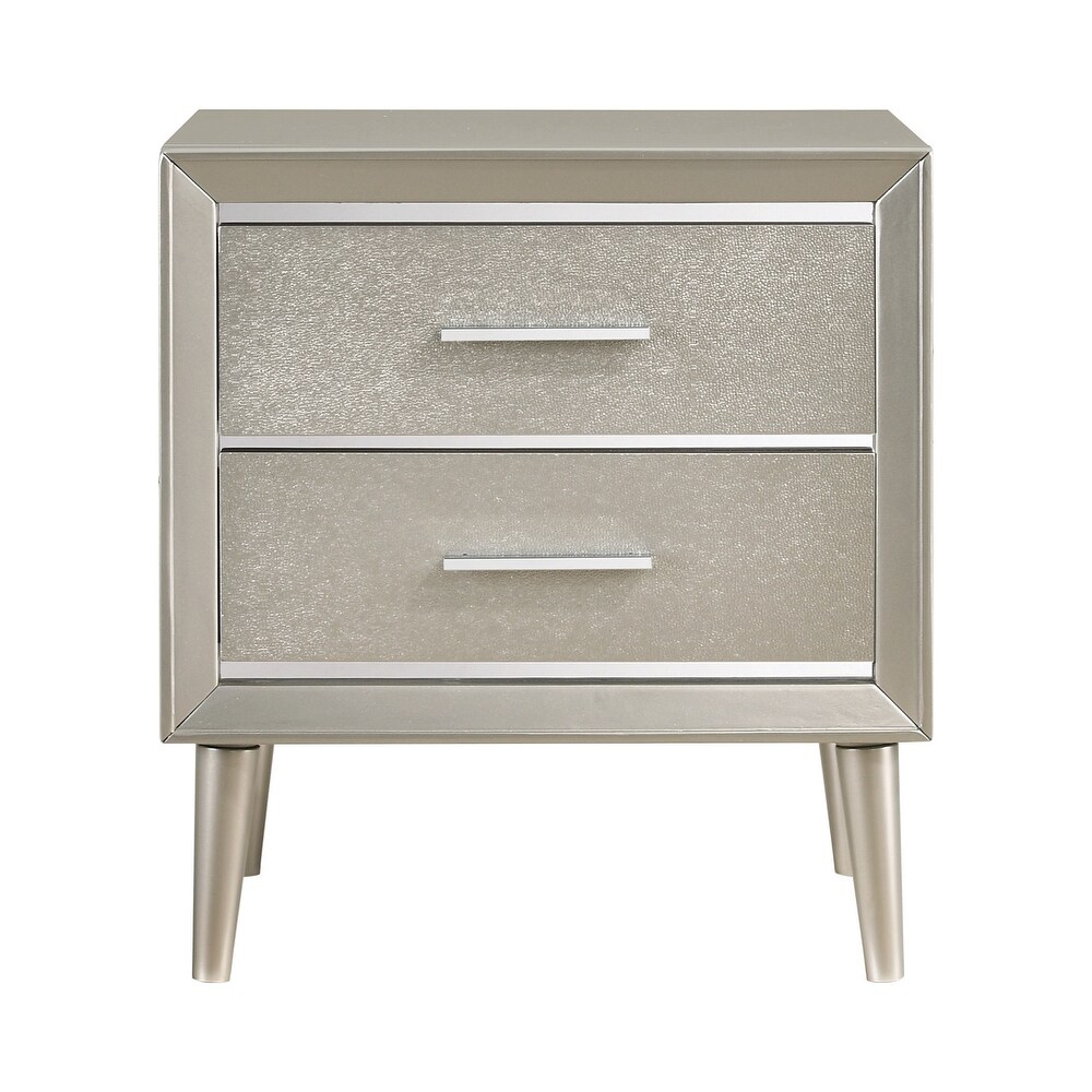 Quinlan Grey and Metallic Sterling 2 piece Bedroom Set with Nightstand