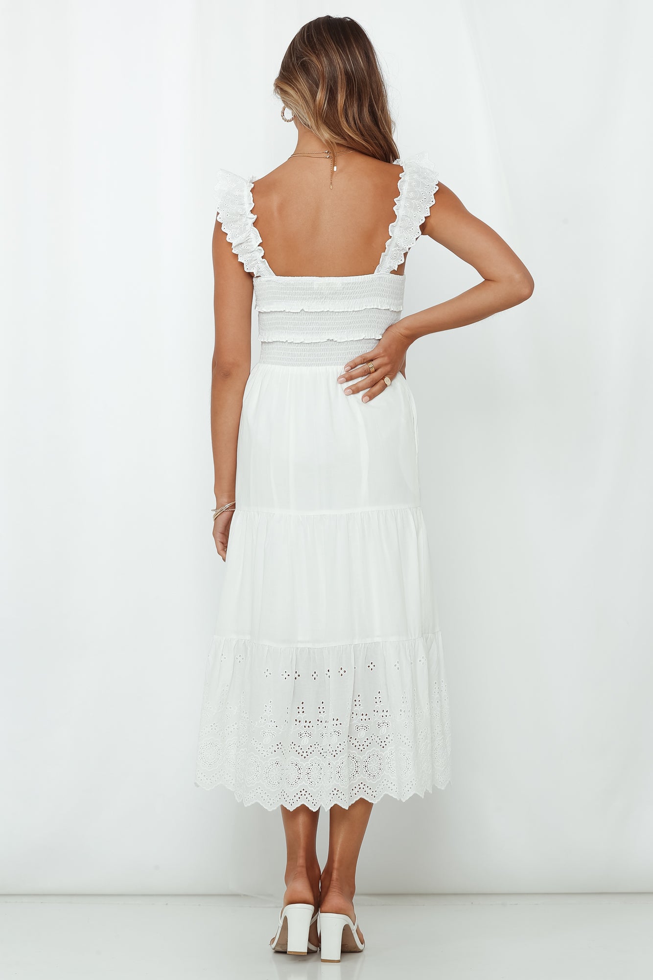 Let Me Fall In Love Midi Dress White