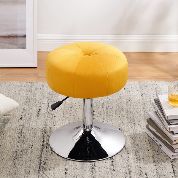 Art Leon Round Adjustable Height Velvet Swivel Stool