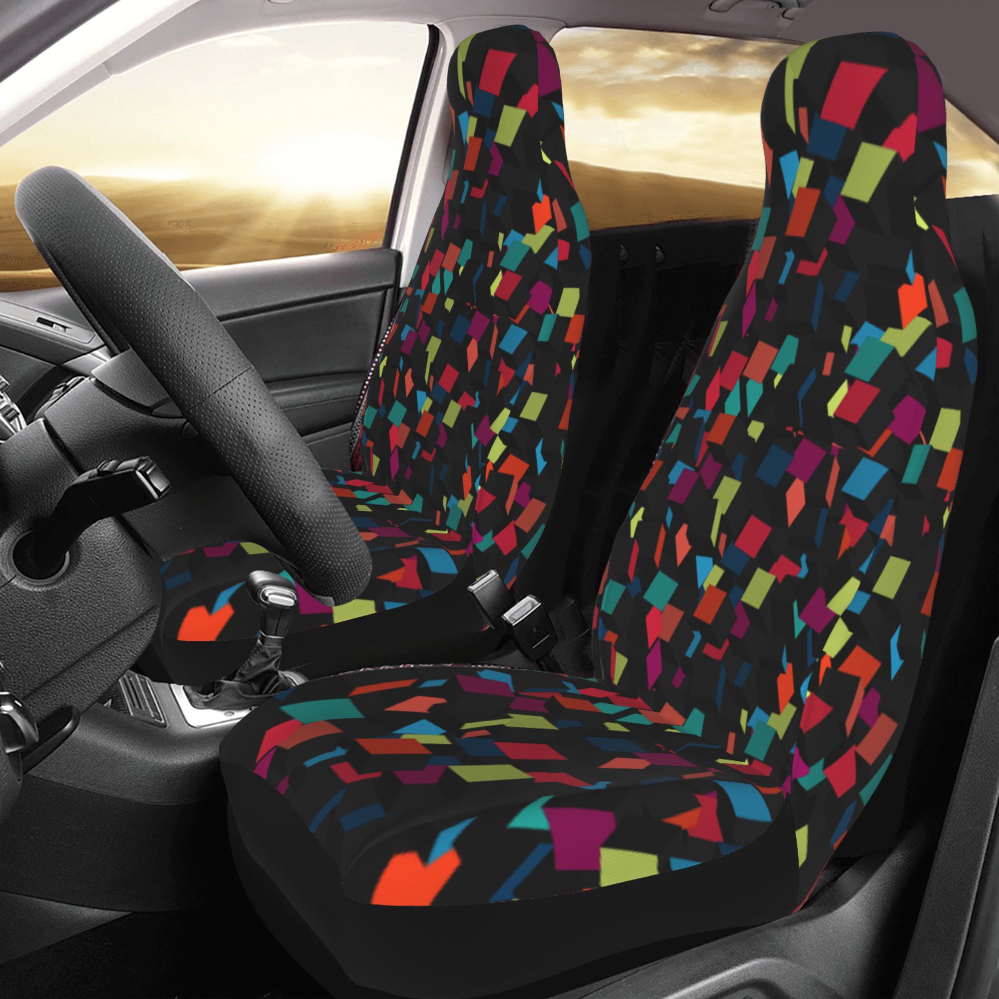 ZICANCN Car Seat Cover Abstract 3d Cube Car Front Seat Covers Protectors ， Automotive Seat Covers for Cars Trucks Suv