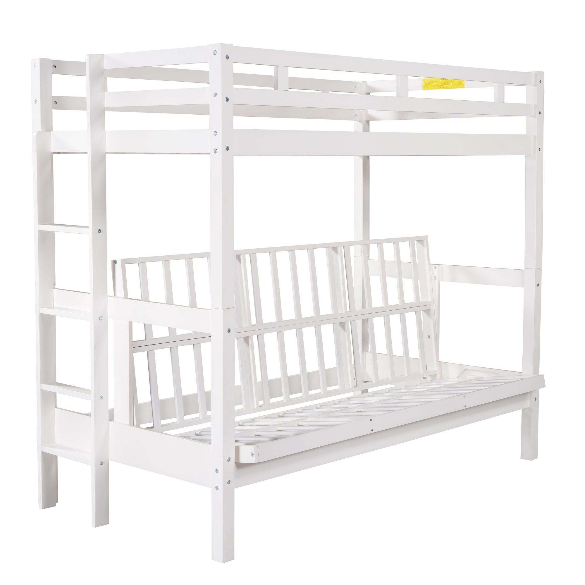 Bellemave Twin Over Full/Futon Bunk Beds, Wood Bunk Bed Frame can be Converted into Couch, 2 in 1 Detachable Bunk Bed for Kids Teens Adults (White)