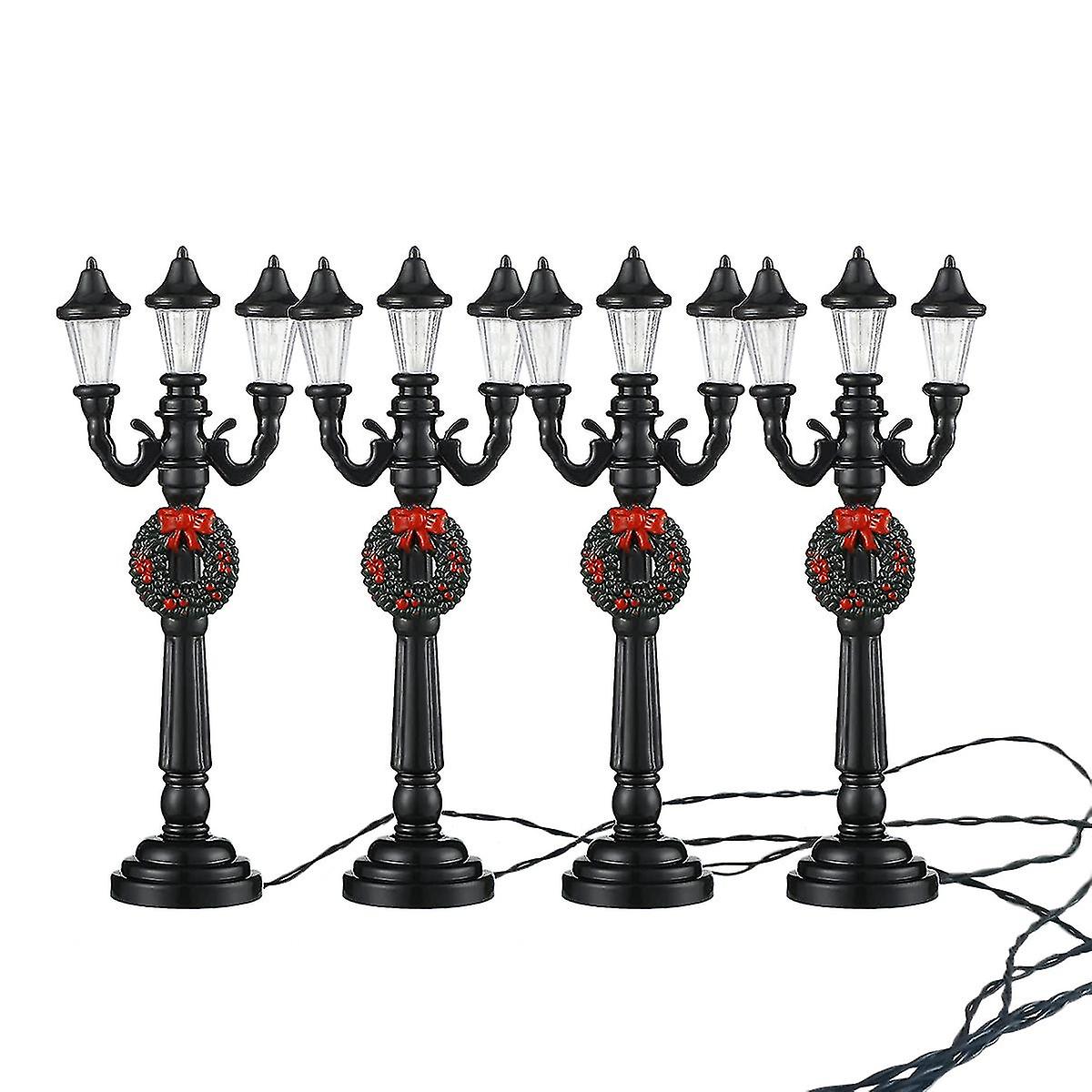 4pc Mini Christmas Lamp Post Train Lamp Miniature Street Lamp