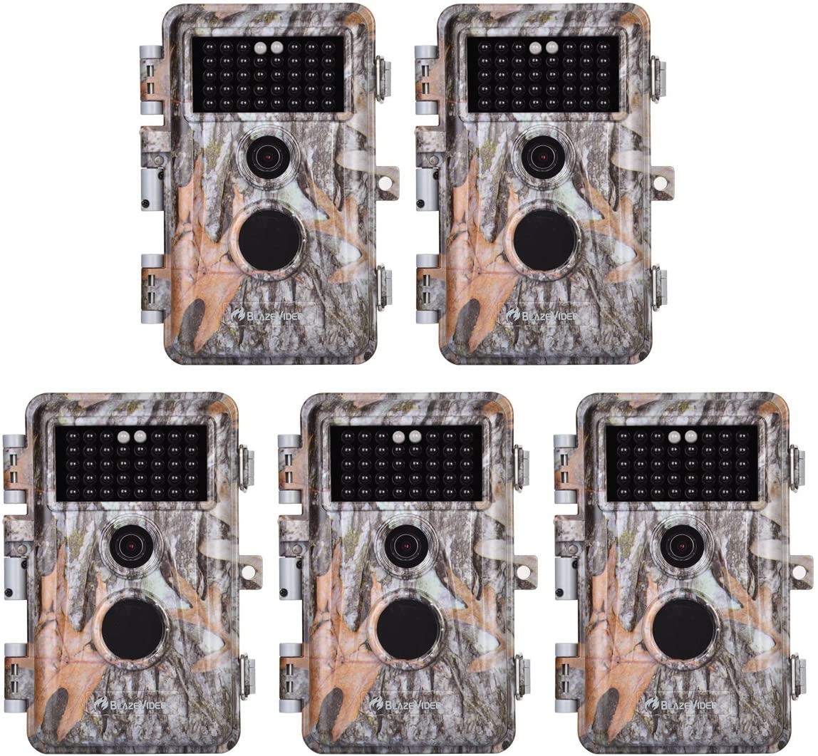 5-Pack Game & Deer Trail Cameras 16MP 1920x1080P Video Hunting Wildlife Cams Time Lapse with Night Vision