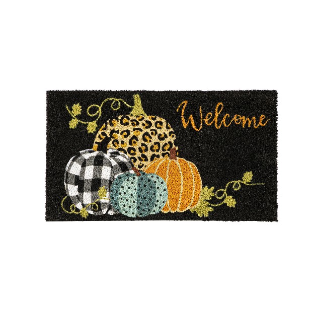 Mixed Print Pumpkins Coir Mat