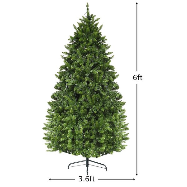 Gymax 6ft Prelit LED Light Christmas Fir Tree w/8 Flash Modes Patio