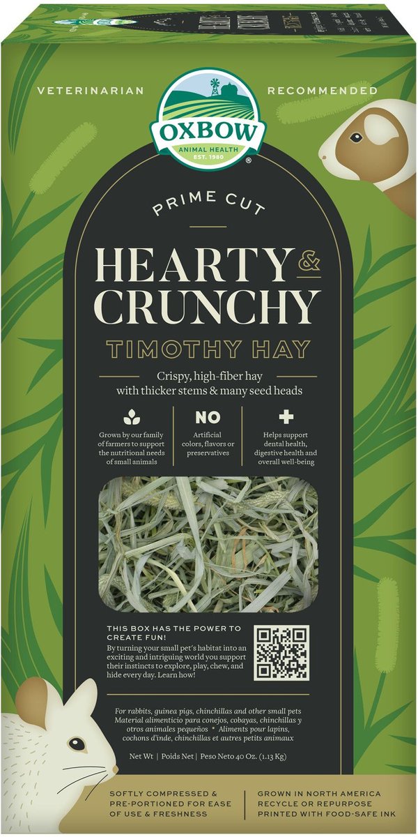 Oxbow Prime Cut Hearty and Crunchy Timothy Hay Small-Pet Food， 40-oz bag