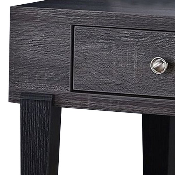 1 Drawer Wooden End Table with 1 Open Shelf， Distressed Gray