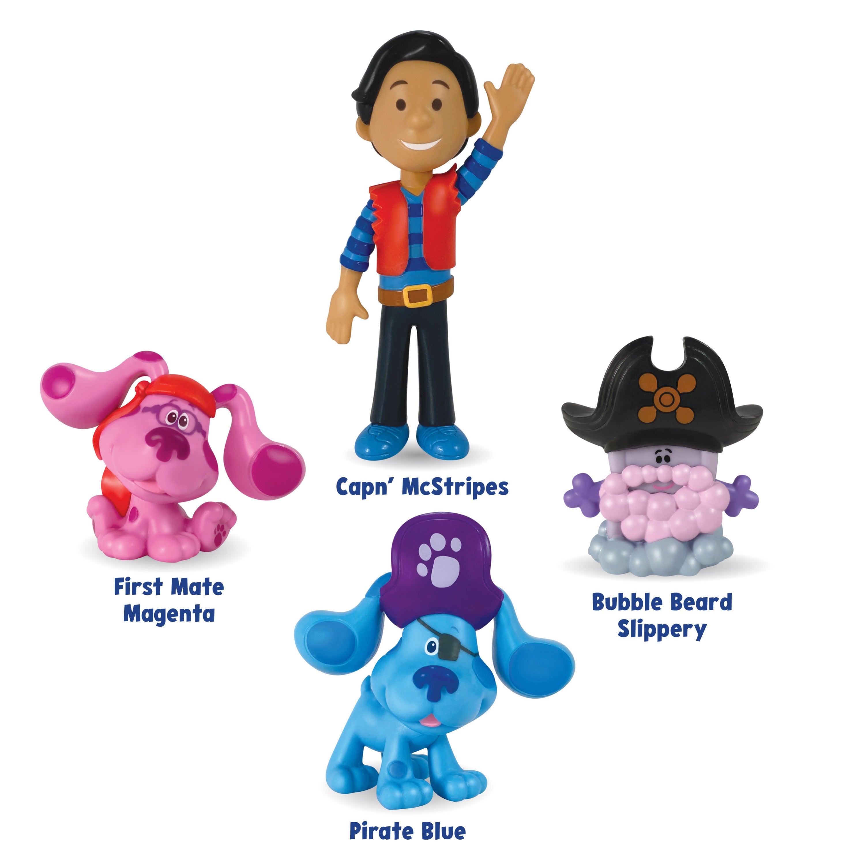 Blue's Clues and You! Collectible 4-Piece Pirate Figure Set， Josh， Blue， Magenta， Slippery Soap，  Kids Toys for Ages 3 Up， Gifts and Presents