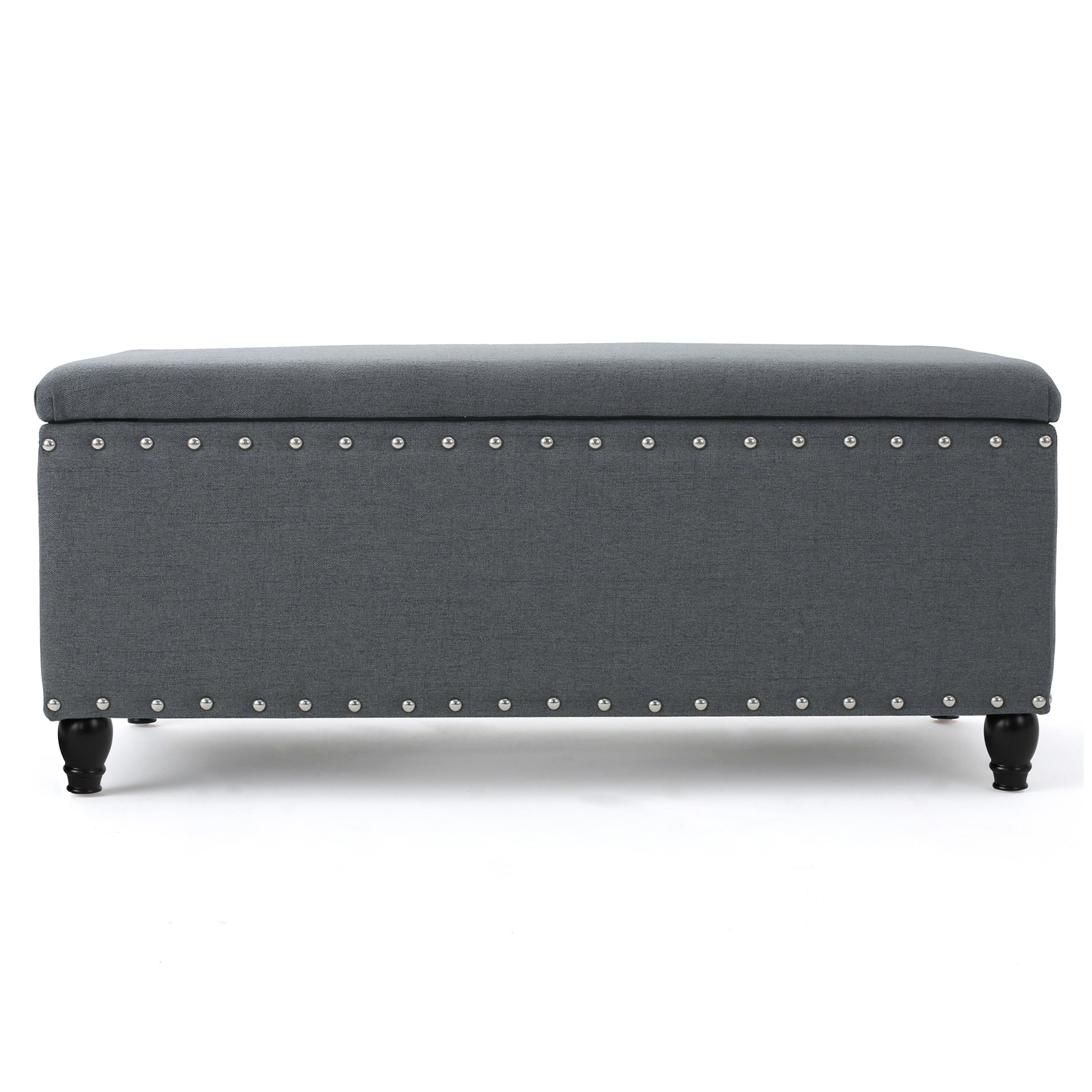 Tatiana Contemporary Fabric Storage Ottoman with Nailhead Trim