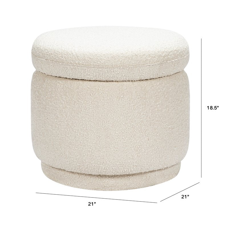 Namesake Enoki Modern Fabric Storage Ottoman in White Boucle