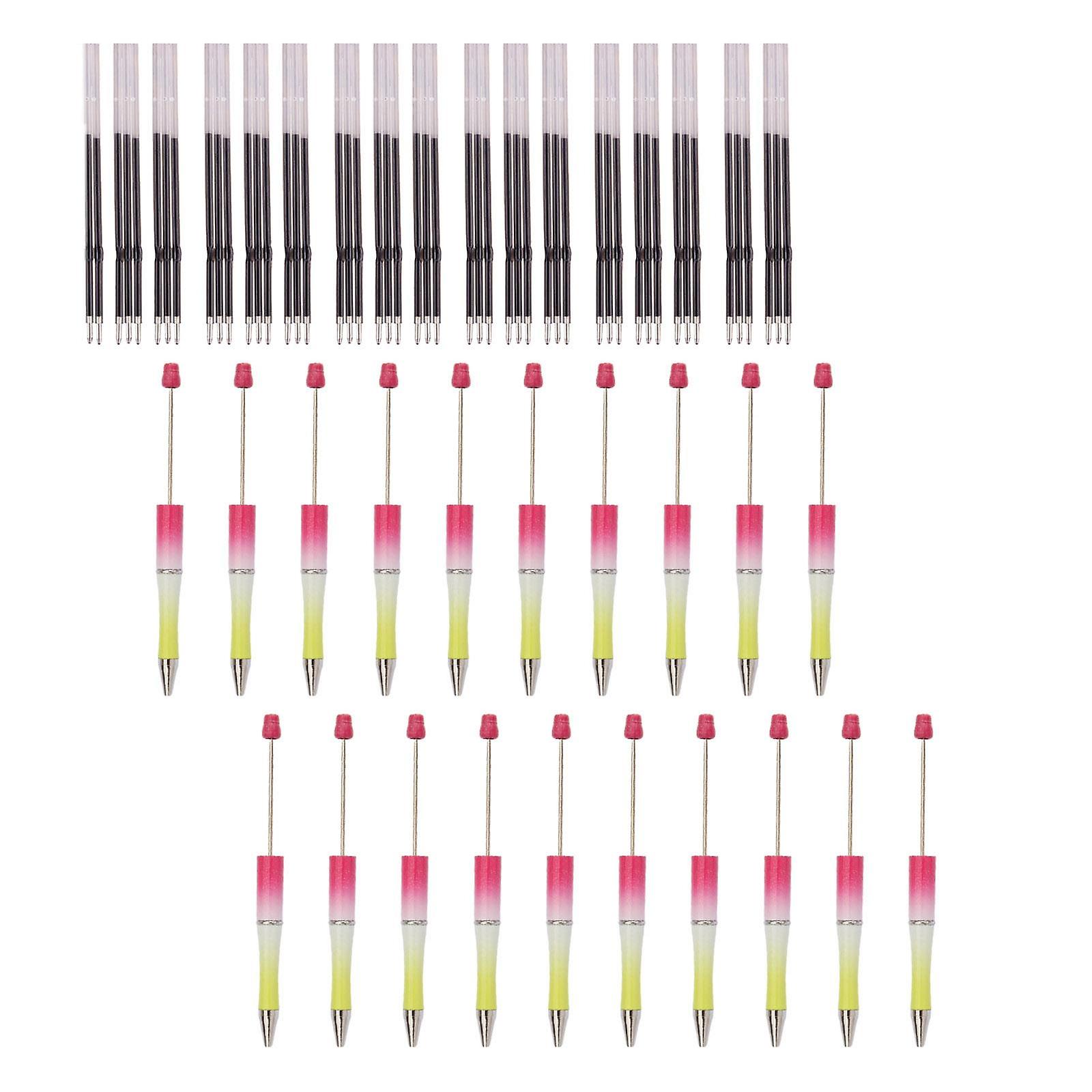 20pcs Beadable Pen 1.0mm Bead Ballpoint Pen For Classroom Drawing Journaling Rose Red Yellow