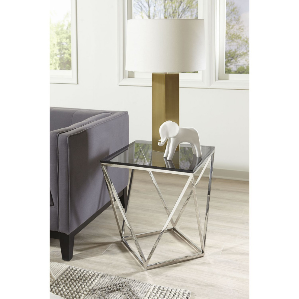 Modus Aria Smoked Glass and Polished Stainless Steel End Tbl   Multi   Contemporary   Side Tables And End Tables   by AMOC  Houzz