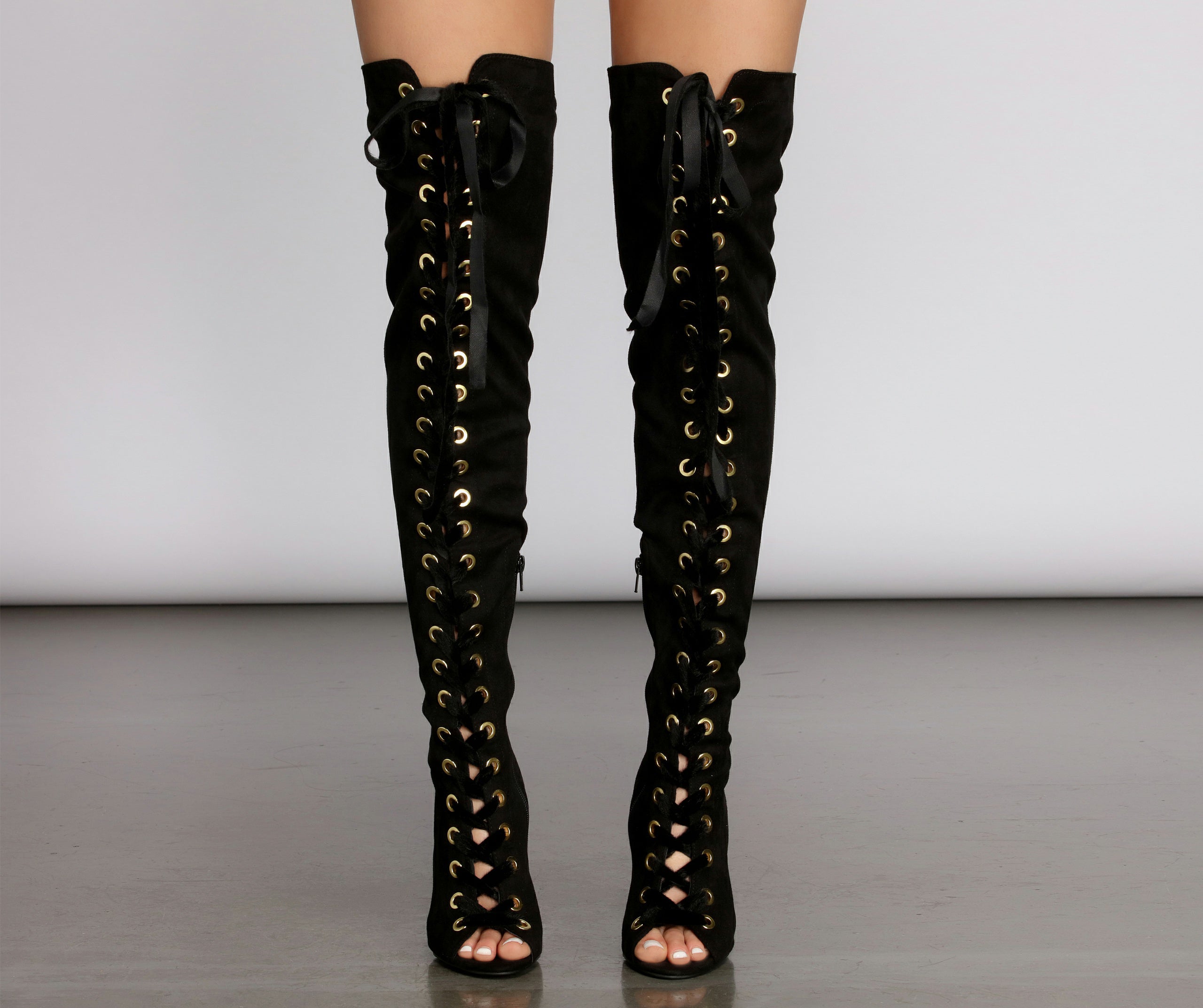 Bad Type Faux Suede Thigh High Boots