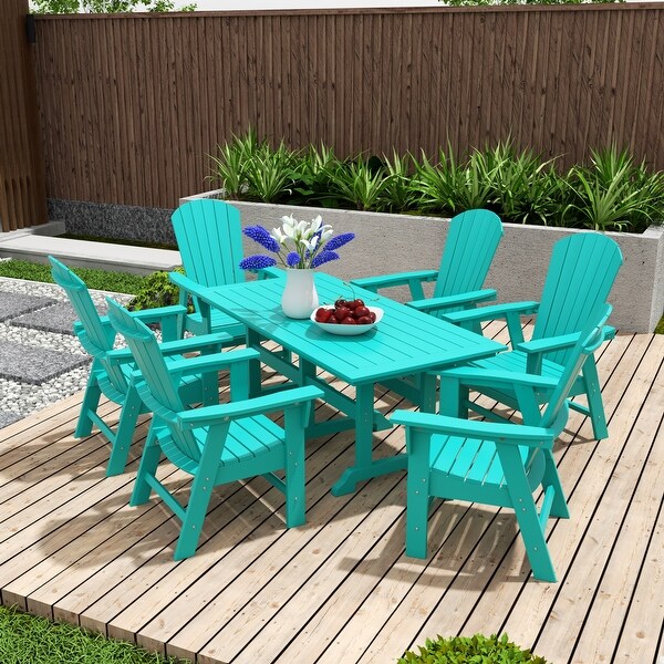 Polytrends Altura 7Piece Poly EcoFriendly All Weather Outdoor Dining Set with Armchairs