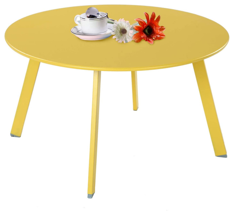 Yellow Round Steel Patio Coffee Table   Industrial   Coffee Tables   by Imtinanz  LLC  Houzz