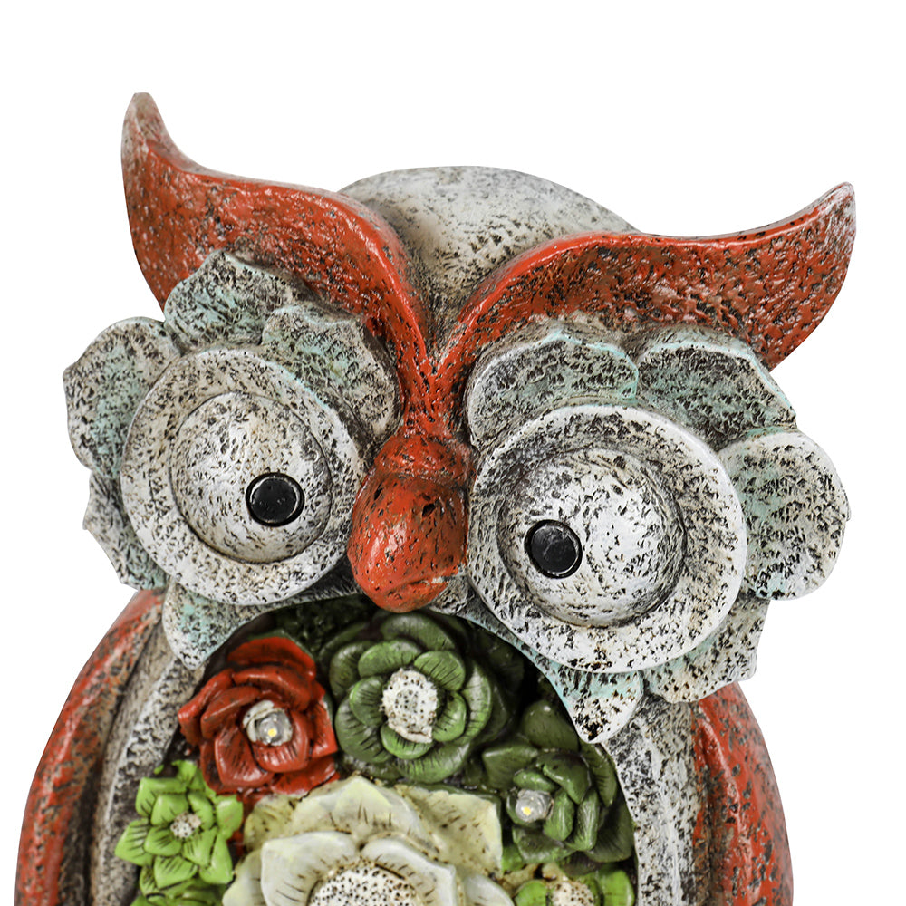 Owl Statue with solar light,Outdoor Decor for Garden Patio Yard,Resin Owl Figurine,Art Decoration, Lawn Ornaments