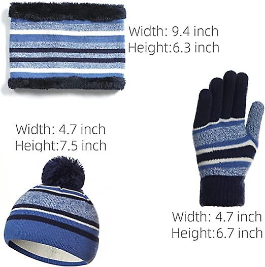 3pcs Kids Winter Hat Scarf Gloves Set For 3-6 Years Old(blue)