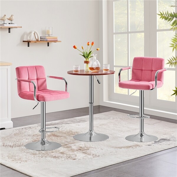 Yaheetech 2pcs Bar Stools with 360-Degree Swivel and Adjustable Height