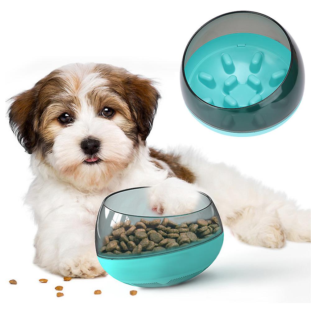 Pet Dog Cat Plastic Anti Choke Not Fall Toy Slow Feeding Bowl Food Container Feeders Accessory(blue )