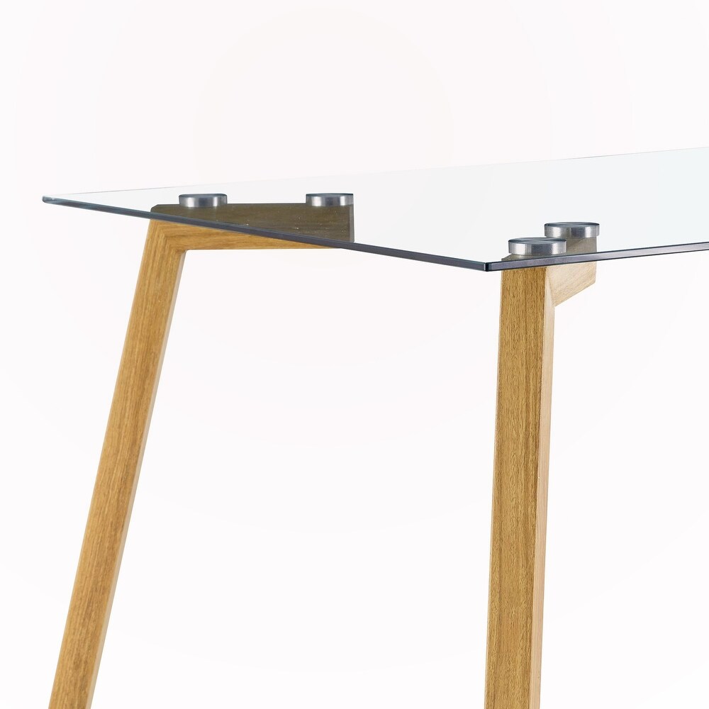 Rectangular Glass Dining Table with Metal Legs