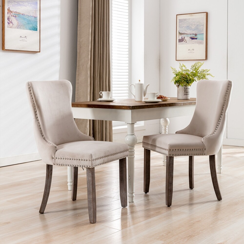 Set of 2 Upholstered Wing Back Dining Chair