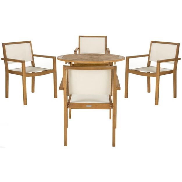 Chante 5 Piece Patio Outdoor Dining Set Natural Safavieh