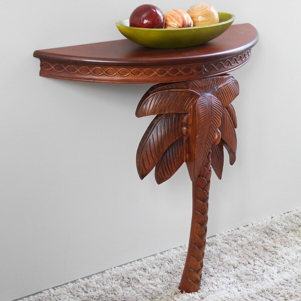 International Caravan Windsor Carved Palm Tree Wall Table