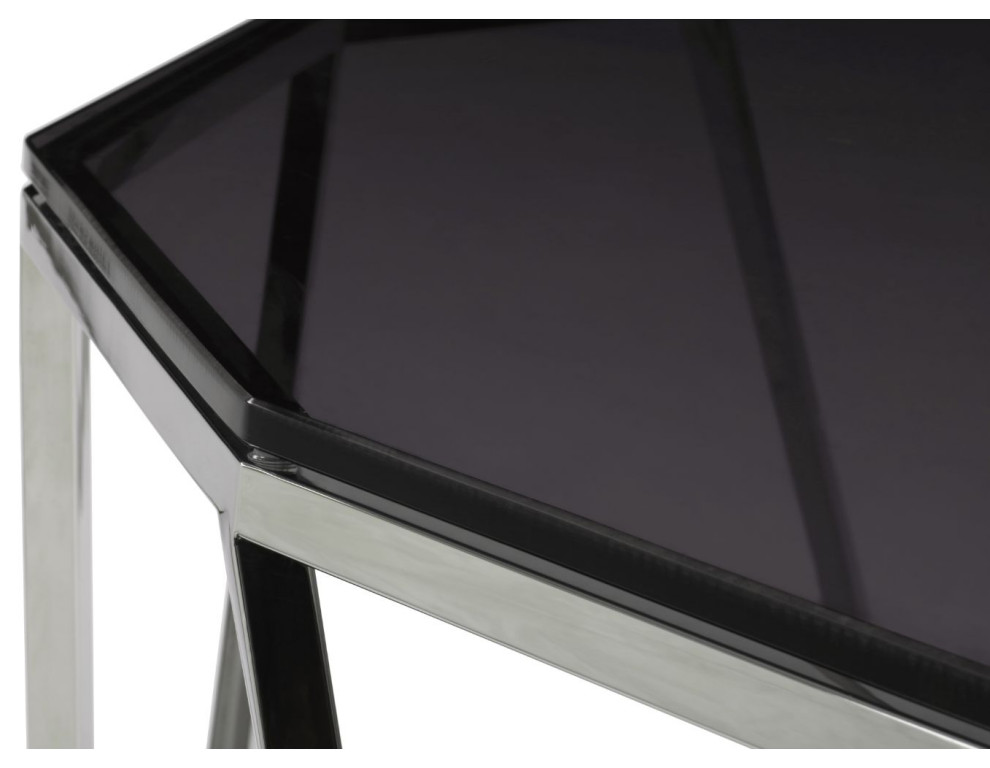 Modus Aria Smoked Glass and Polished Stainless Steel End Tbl   Multi   Contemporary   Side Tables And End Tables   by AMOC  Houzz