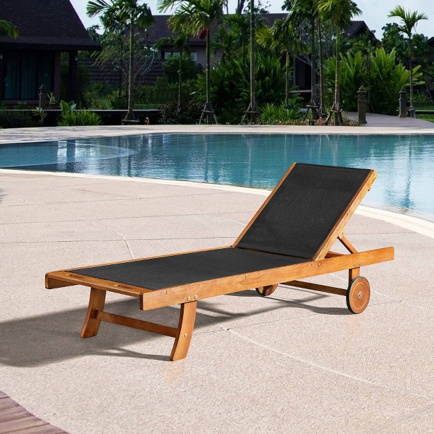 Caspian Eucalyptus Wood Outdoor Lounge Chair With Mesh Seating Natural Alaterre Furniture