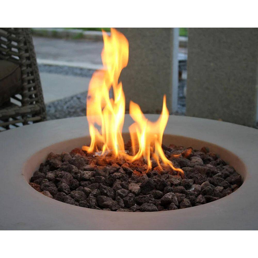 ENVELOR:Envelor Elementi Lunar 42 in. x 42 in. Round Concrete Stainless Steel Propane Burner Fire Pit Bowl with Lava Rock ENV-OFG101-LP