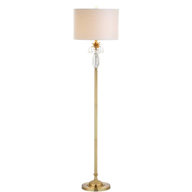 Crystal metal Adalyn Floor Lamp includes Led Light Bulb Gold Jonathan Y