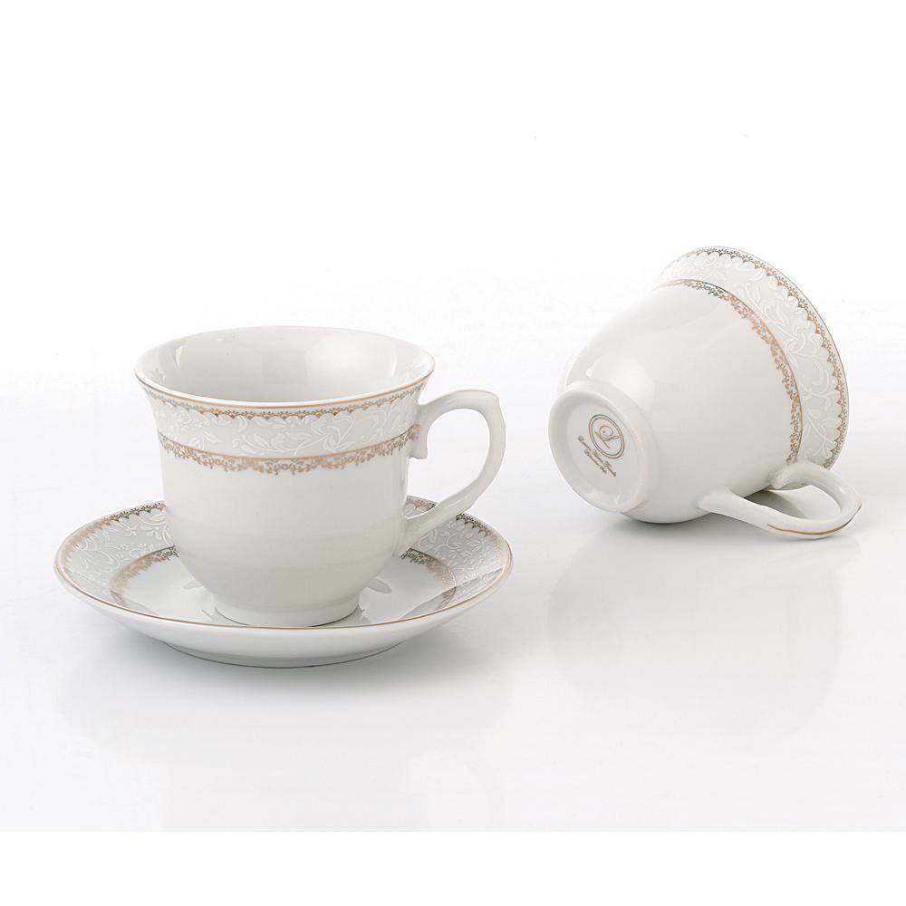 Lorren Home Trends Lorren Home 8 oz. Gold Tea and Coffee Porcelain (Set of 4) Noelle-4