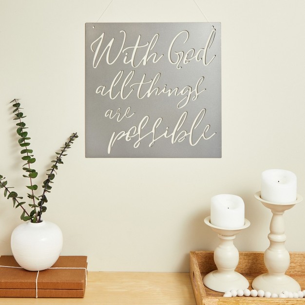 Faithful Finds Christian Wall Decor With God All Things Are Possible 13 X 13 In