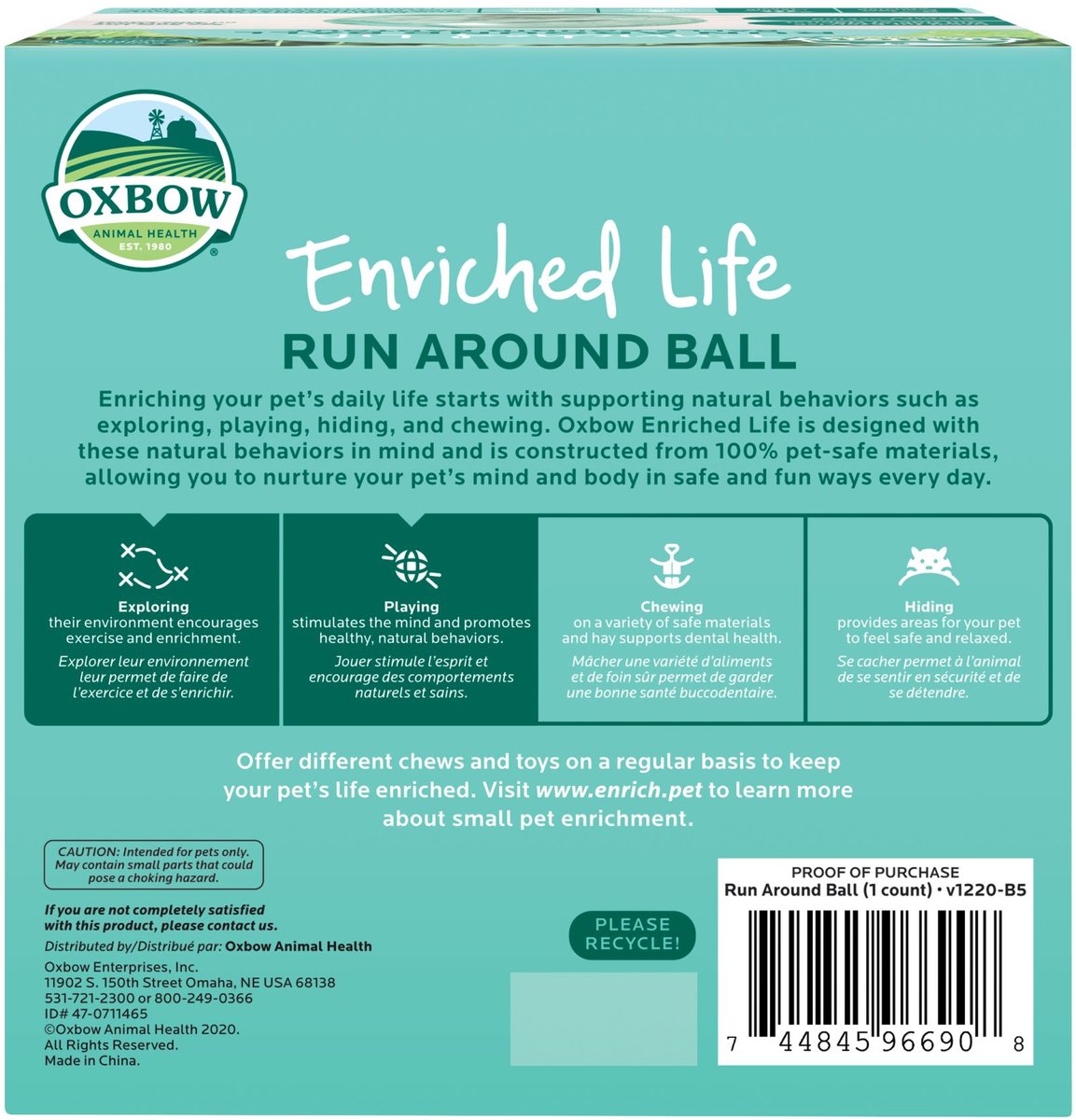 Oxbow Enriched Life Run Around Ball Small Animal Toy