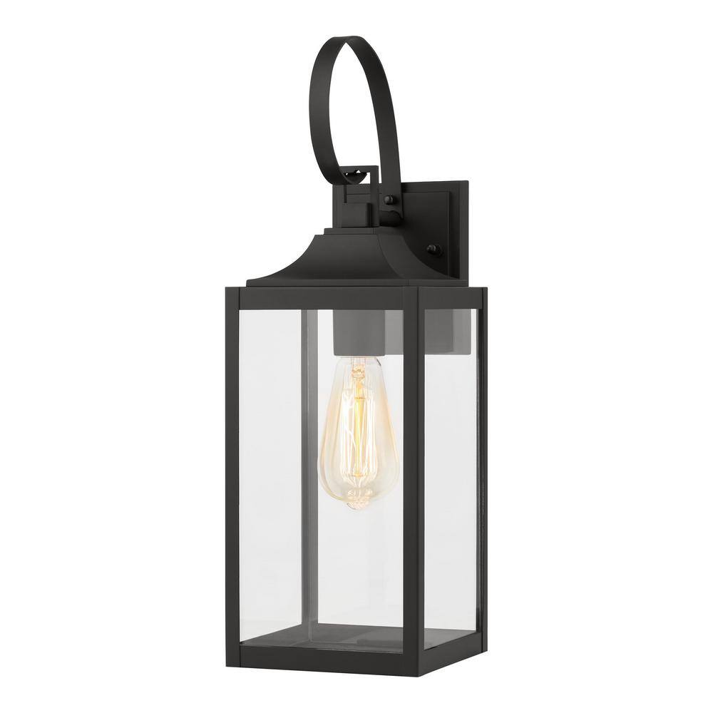 Home Decorators Collection Havenridge 1-Light Matte Black Hardwired Outdoor Wall Lantern Sconce with Clear Glass (1-Pack) KSZ1601AM-01MB