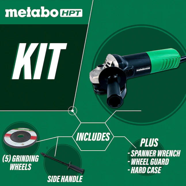 Metabo HPT 4.5-in 6.2 Amps-Amp Sliding Switch Corded Angle Grinder (G12SR4M)