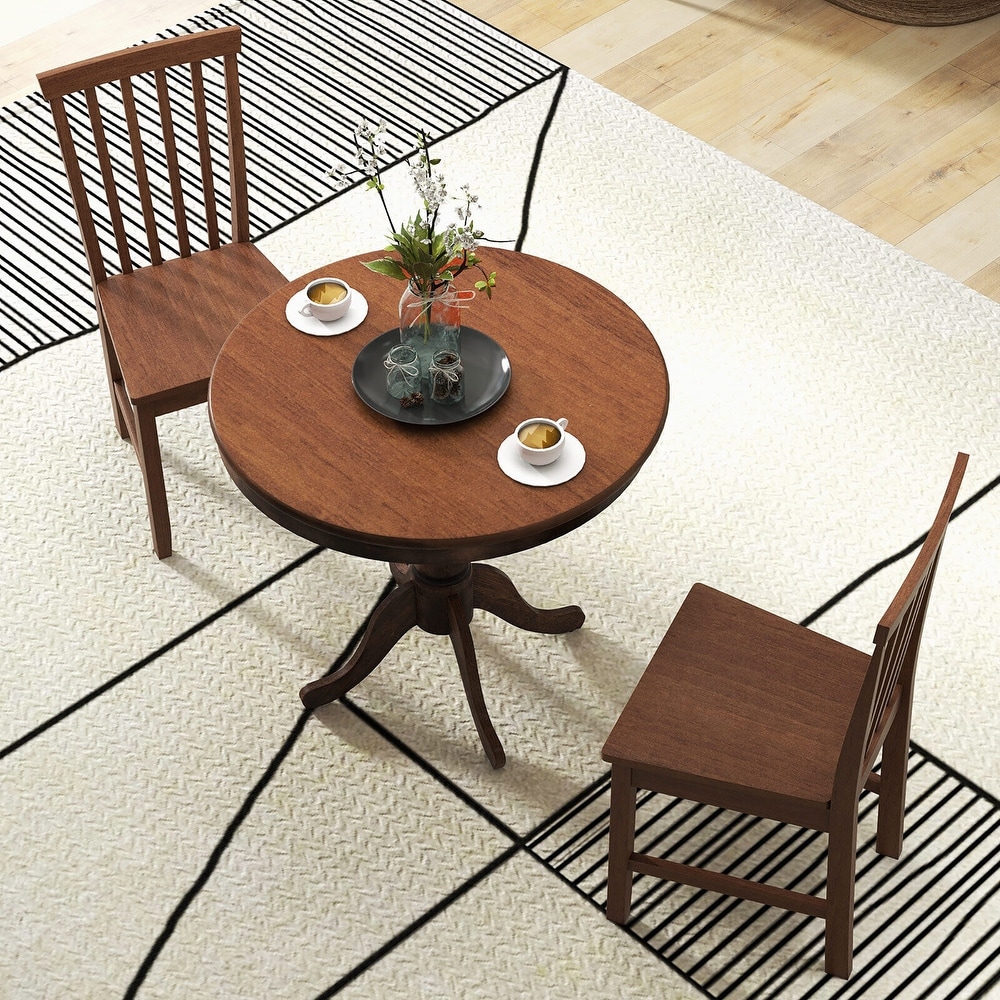 Gymax 3 Piece Dining Kitchen Table Dining Set Mid Century Round