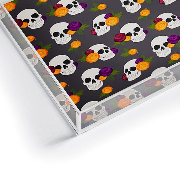 Avenie Halloween Floral Skulls Acrylic Tray Deny Designs