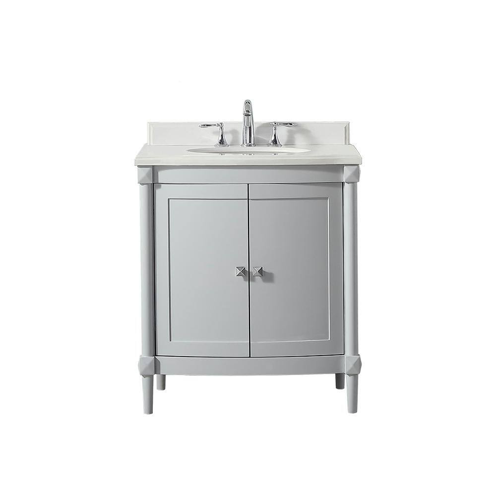 Home Decorators Collection Parkcrest 30 in. W x 22 in. D Vanity in Dove Grey with Marble Top in White with White Sink Parkcrest 30