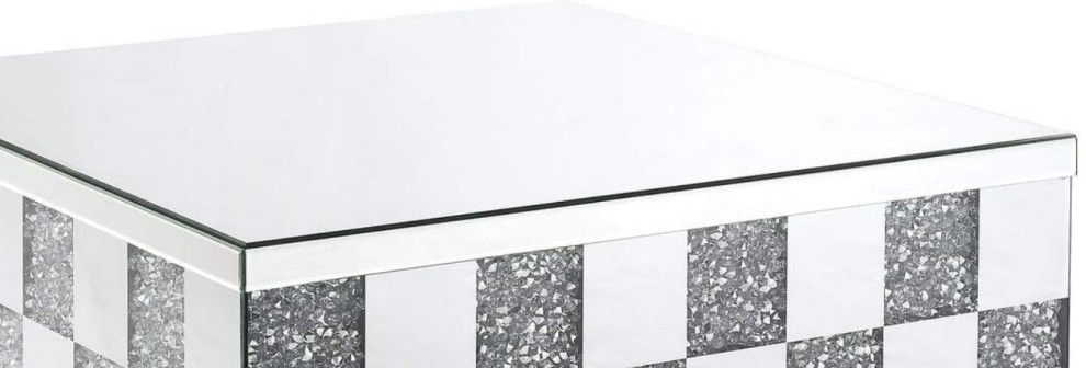 Contemporary Coffee Table  Square Mirrored Design  ampFaux Diamond Inlay  Silver   Contemporary   Coffee Tables   by Decor Love  Houzz