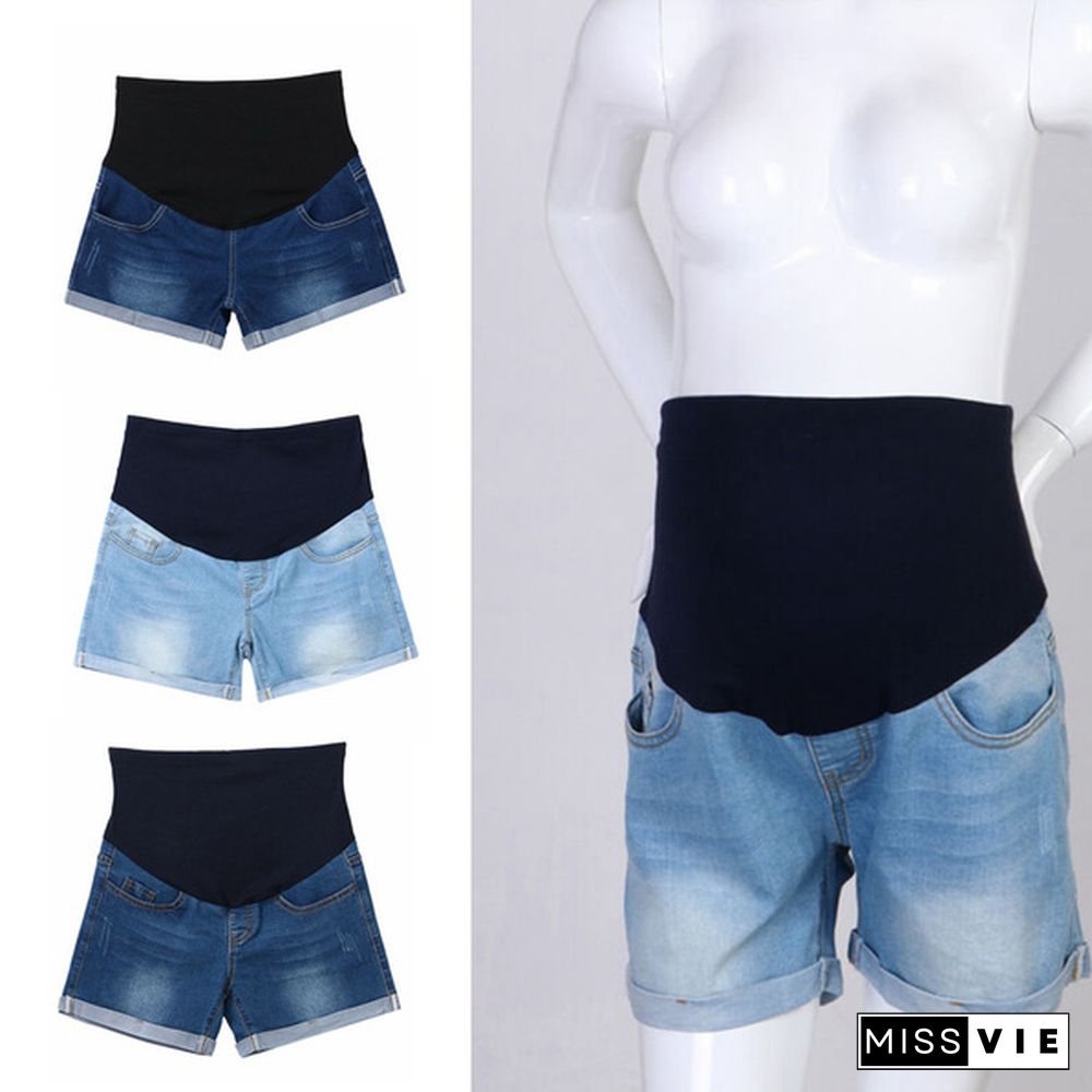 Summer Denim Shorts for Pregnant Women Cotton Shorts Low Waist Maternity Loose Pants