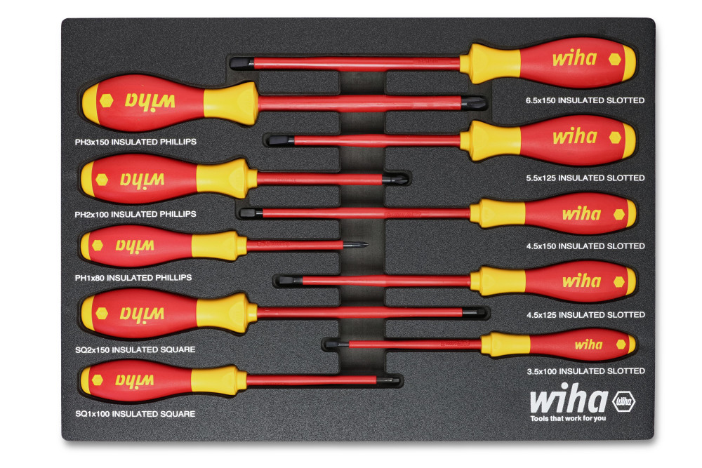 Wiha SoftFinish Screwdriver Tray Set Insulated 10pc ;