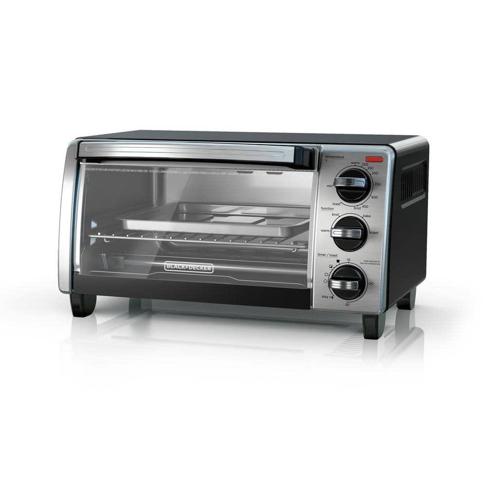 BLACK+DECKER 1150 W 4-Slice Stainless Steel Convection Toaster Oven with Built-In Timer TO1750SB