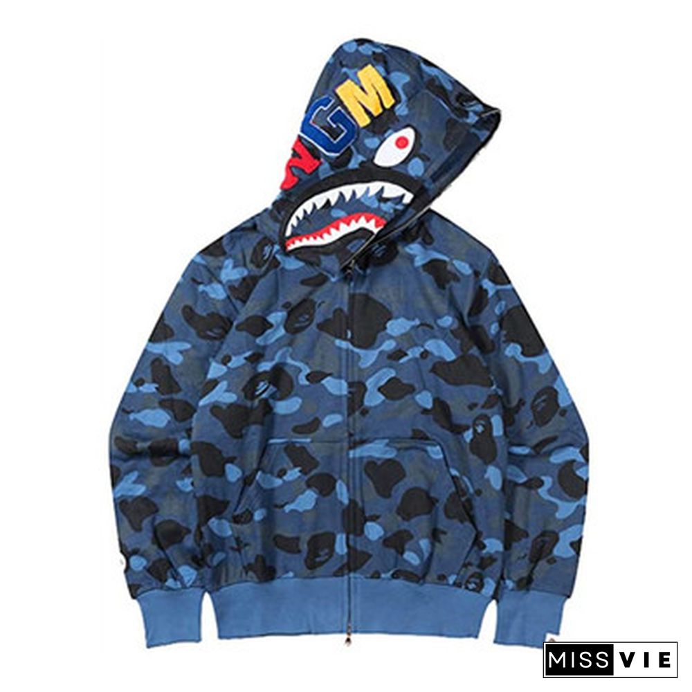 Fashion Shark Head Print Sweatshirt Hooded Jacket