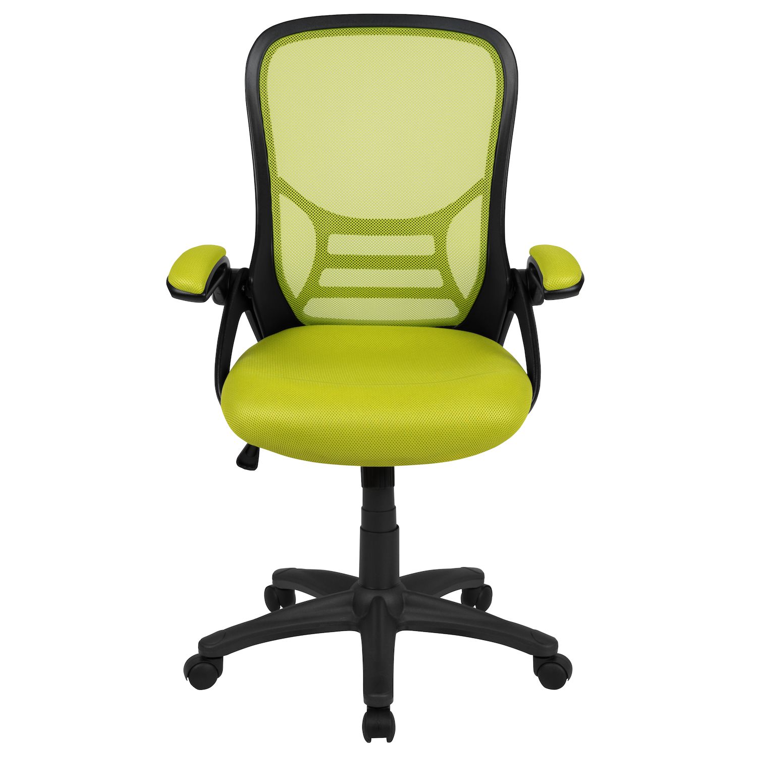 Emma and Oliver High Back Black Mesh Ergonomic Office Chair with Black Frame and Flip-up Arms